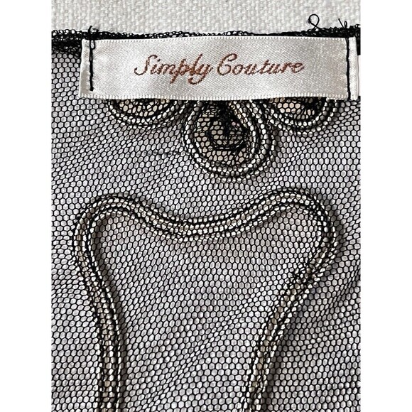 Simply Couture Cardigan Black Mesh Gold Sequined Flutter Sleeves‎ Open Front S - Picture 9 of 11
